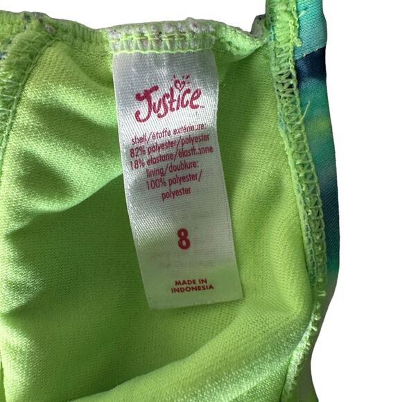 Justice Swim Tops (2) Tankini Ruffle Tie Dye Geometric Neck Tie Girls Size 8 - Picture 6 of 8